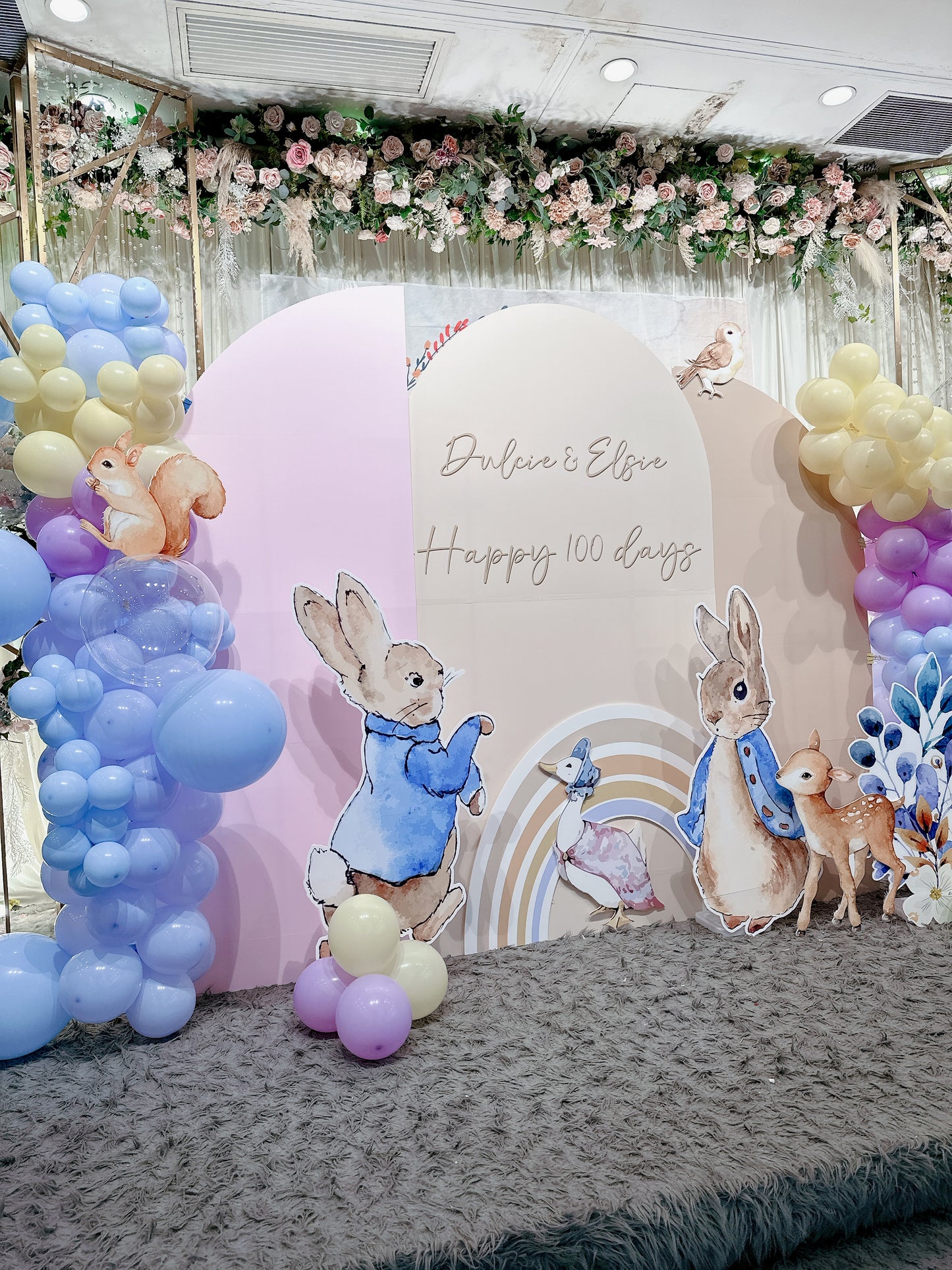 兔仔主題百日宴佈置 Rabbit 100 Days Balloon Deco