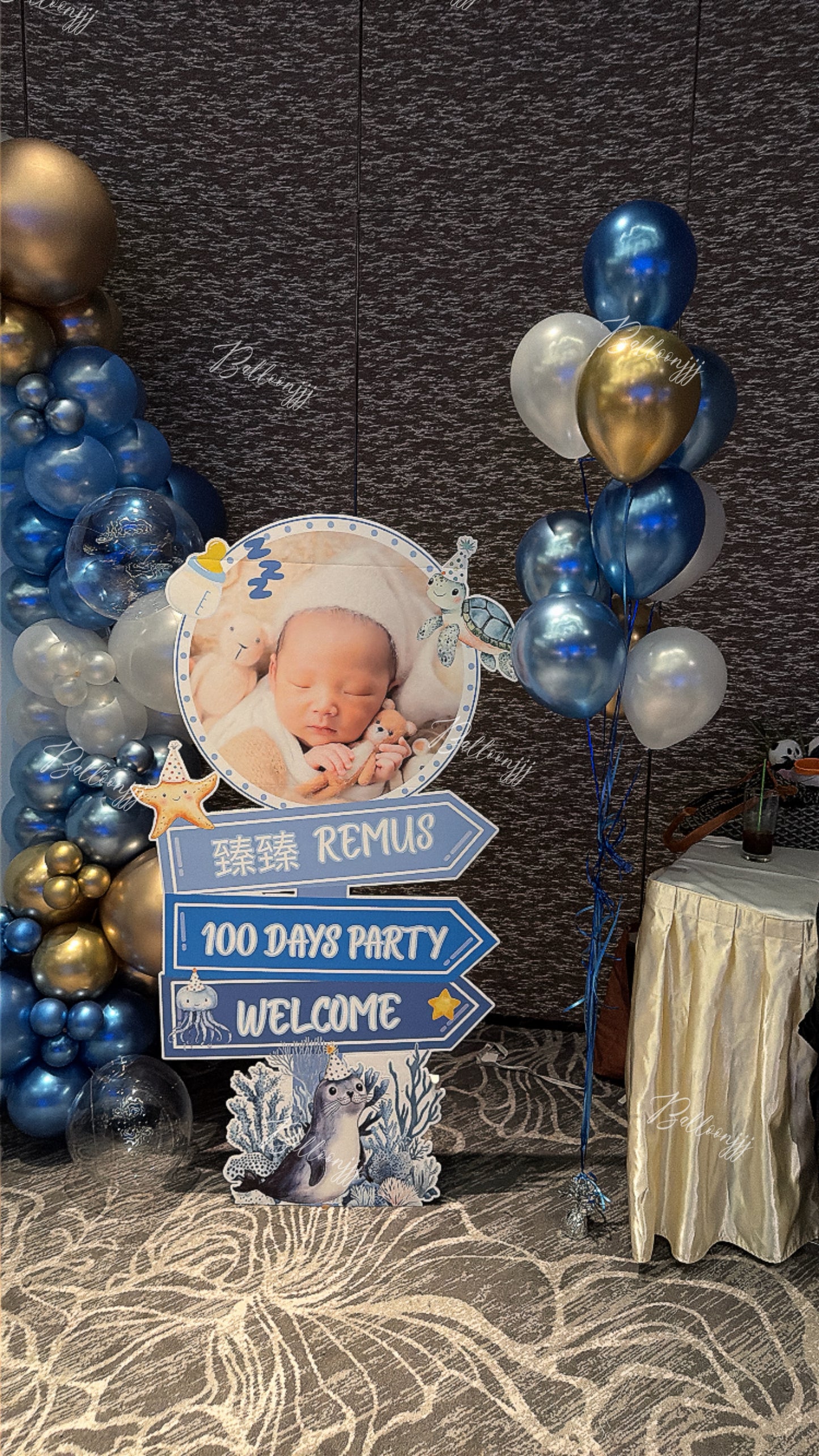 海洋主題百日宴氣球佈置Ocean 100Days Balloon Deco