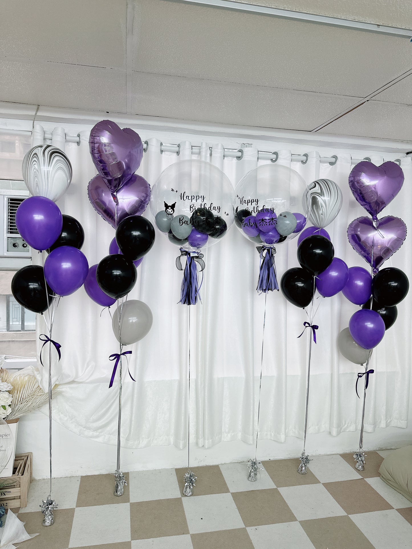 Kuromi生日氣球串套裝Kuromi Birthday Balloon Bouquet