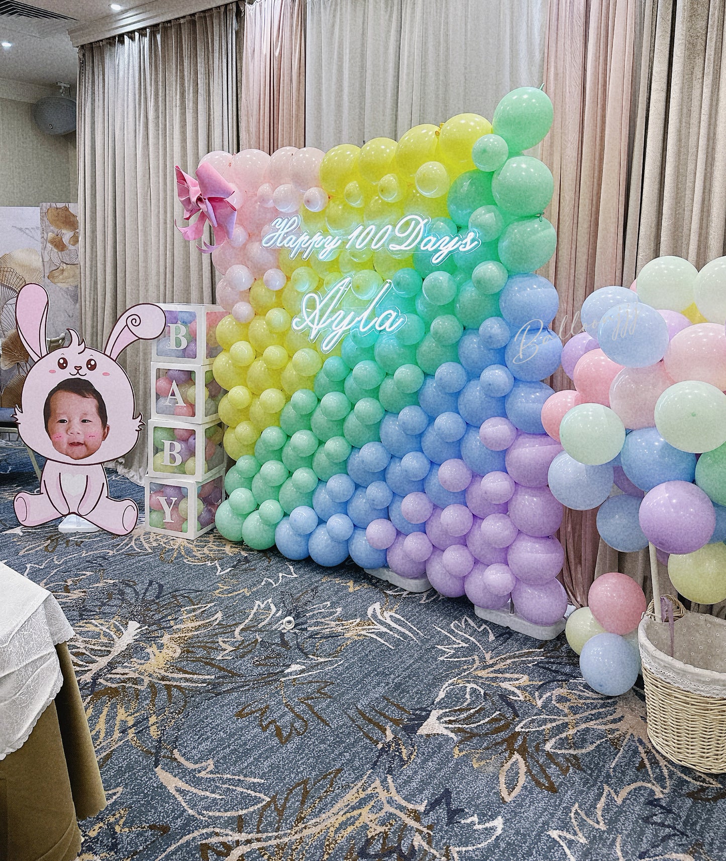 彩虹牆百日宴氣球佈置Rainbow 100 Days Balloon Deco