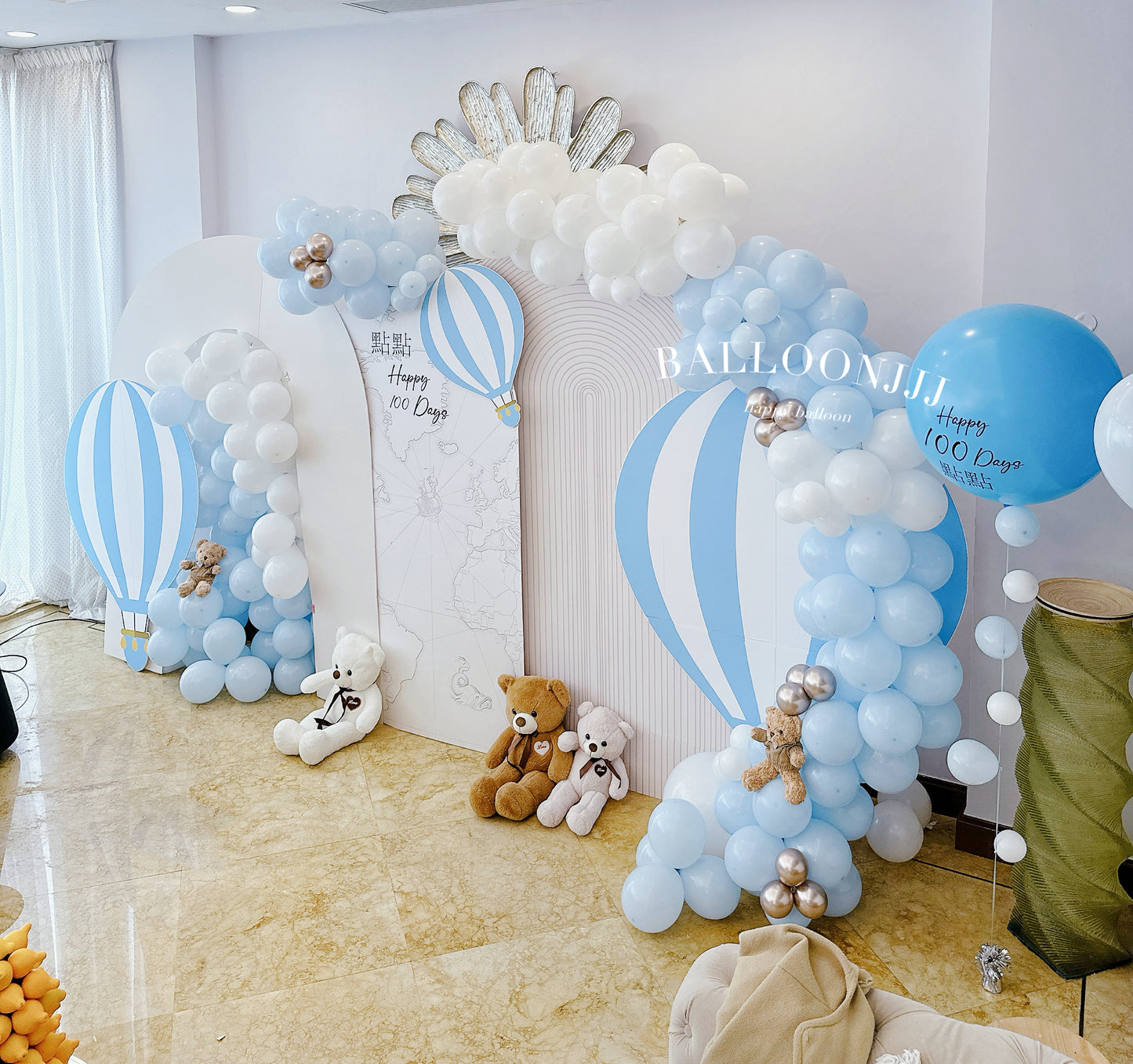 皇牌🔥 熱氣球熊仔百日宴佈置100 Days Balloon Deco