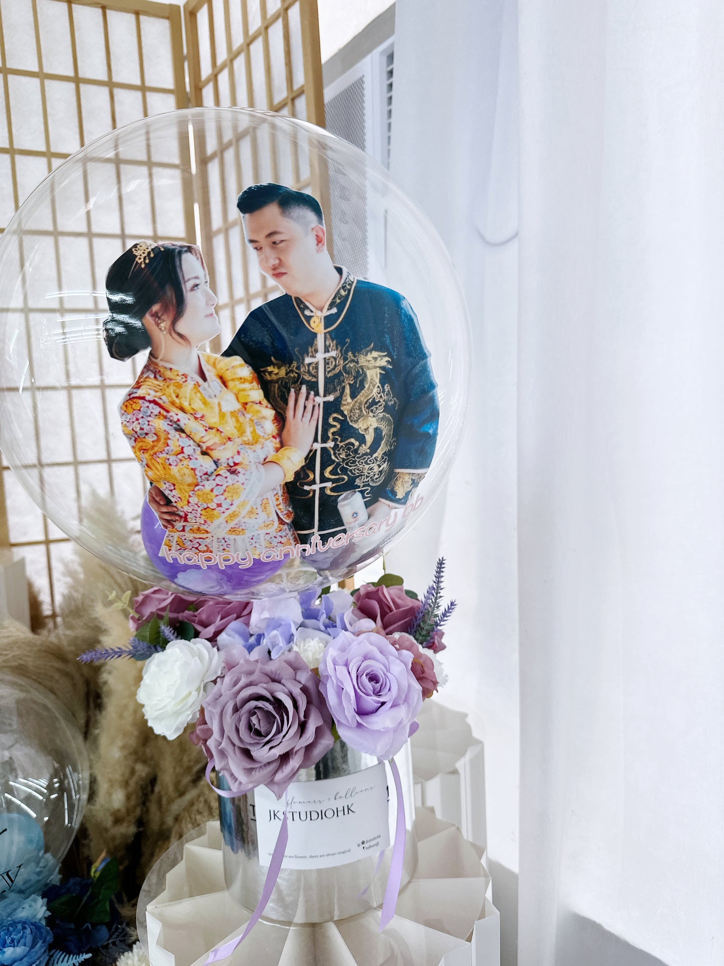 彩print人樣氣球花桶