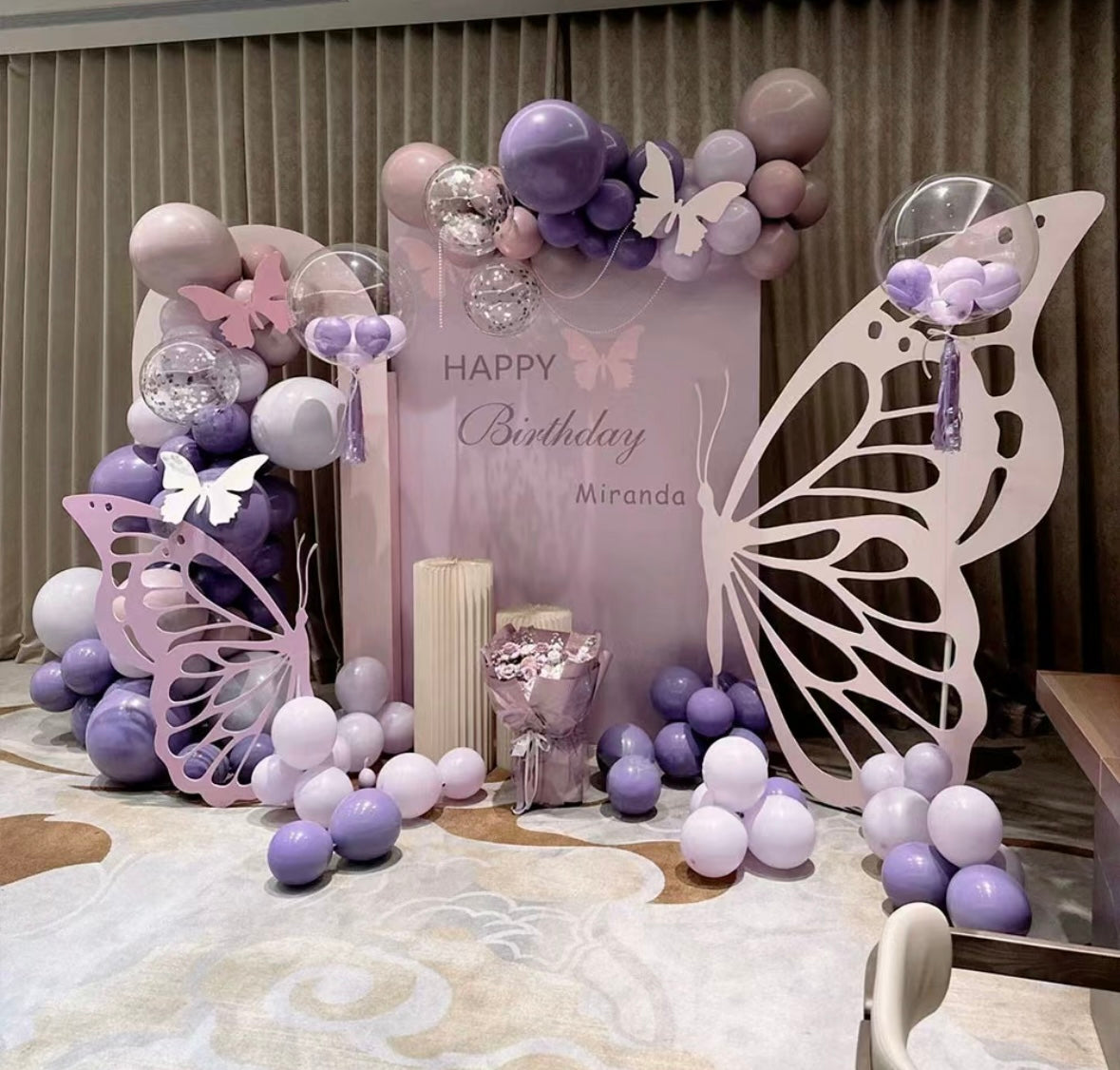 蝴蝶生日氣球佈置Butterfly Birthday Balloon Deco