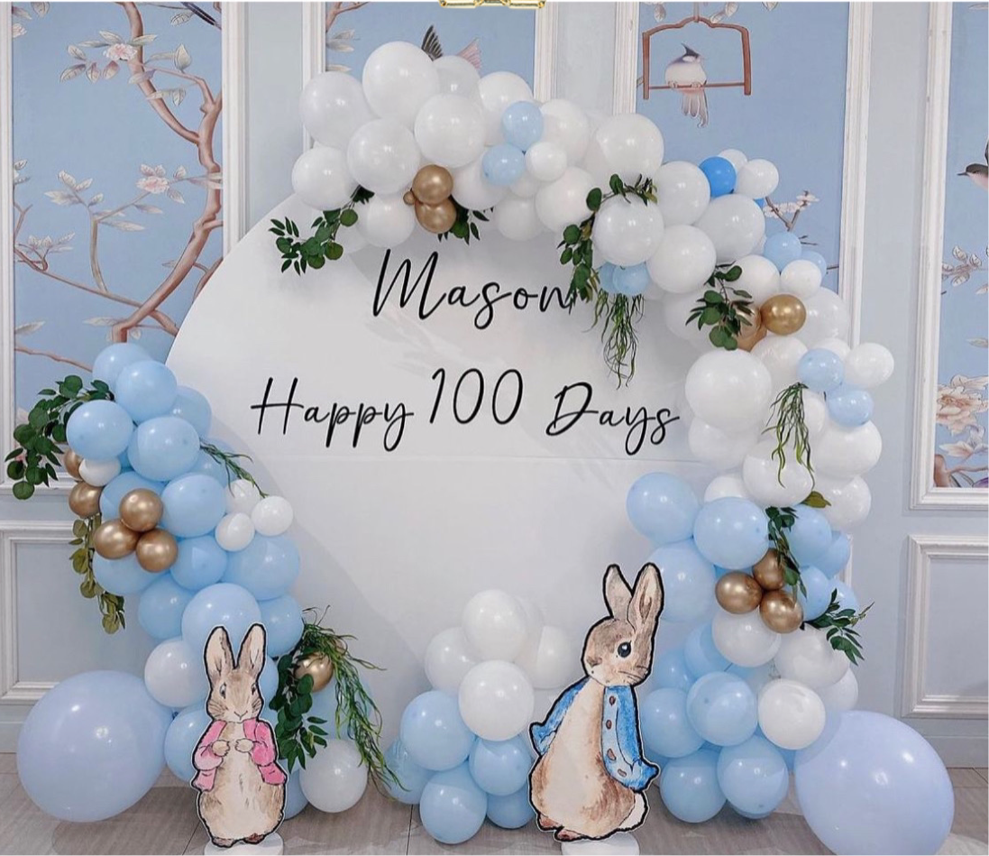 百日宴兔仔氣球佈置Rabbit Birthday Balloon Deco