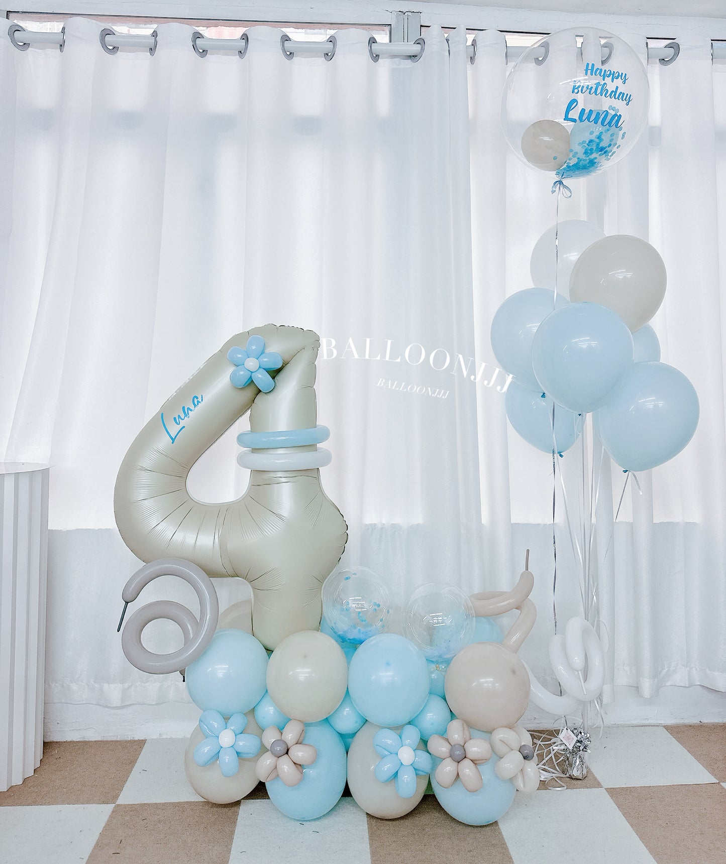 花花生日公仔氣球座 Flower Birthday Balloon Set