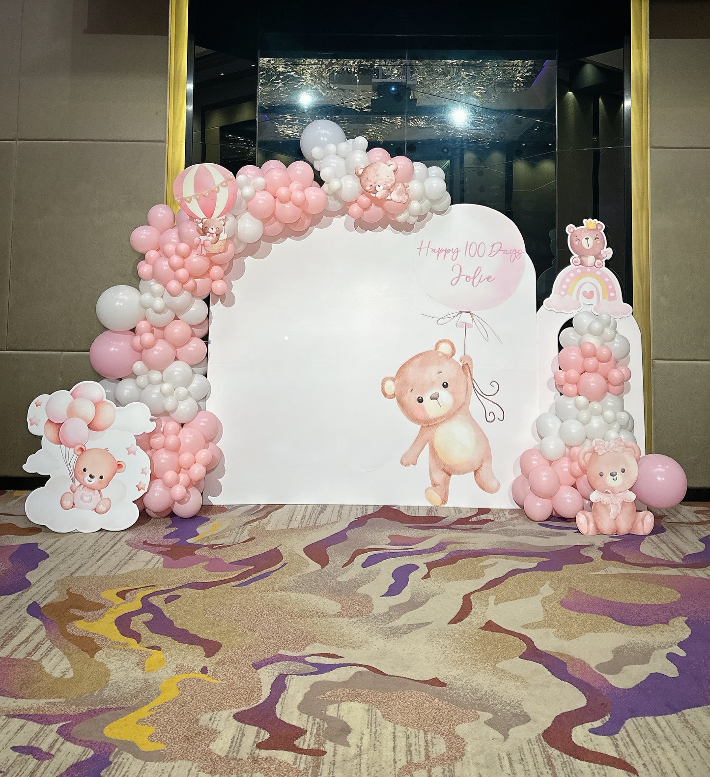 百日宴熊仔佈置Teddy 100 Days Balloon Deco