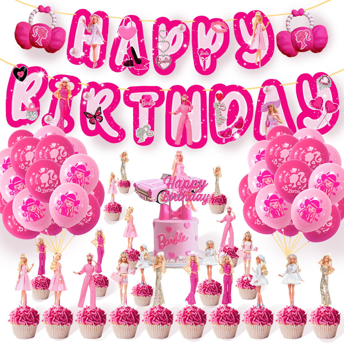 Barbie生日氣球材料包Balloon package