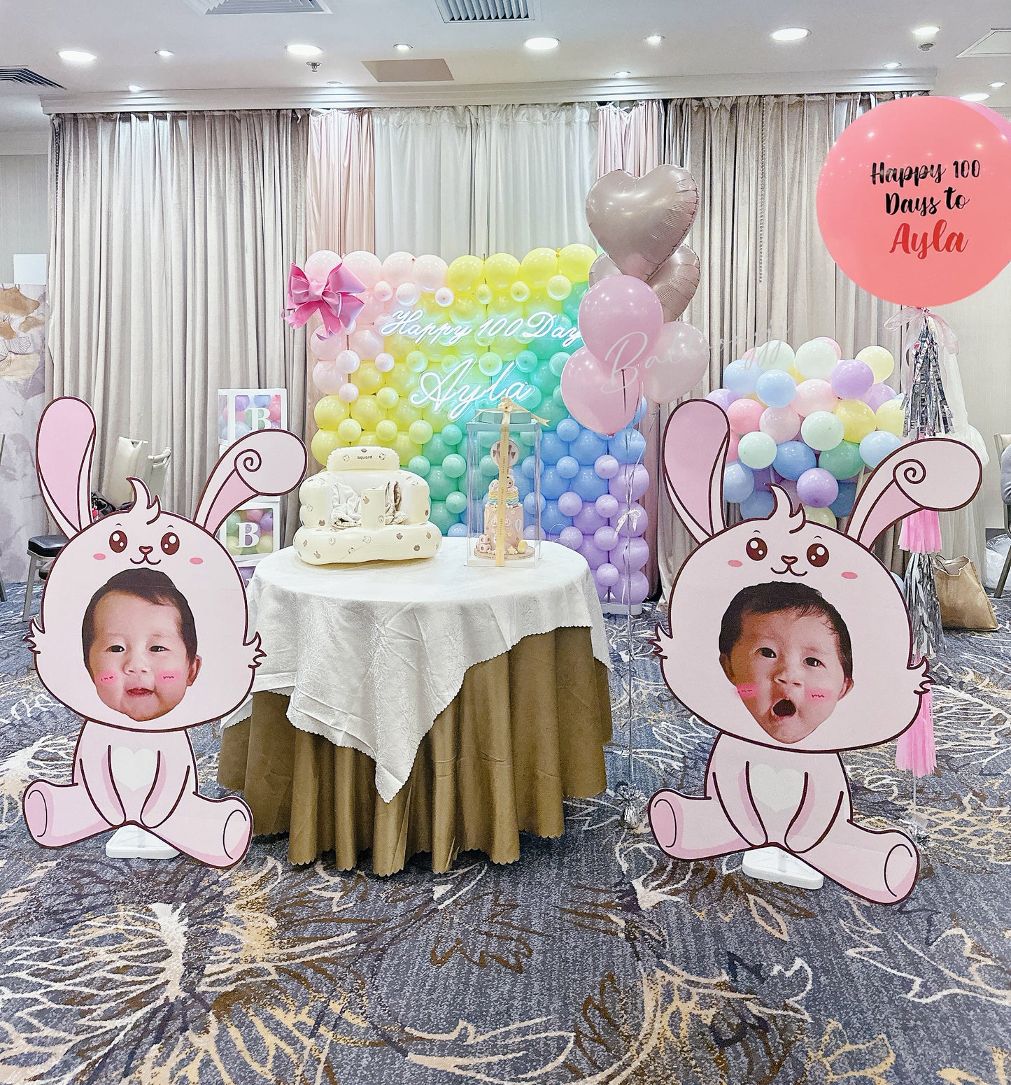 彩虹牆百日宴氣球佈置Rainbow 100 Days Balloon Deco