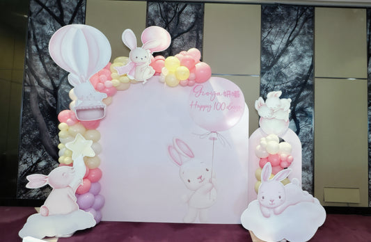 兔仔百日宴氣球佈置Bunny 100 Days Balloon Deco