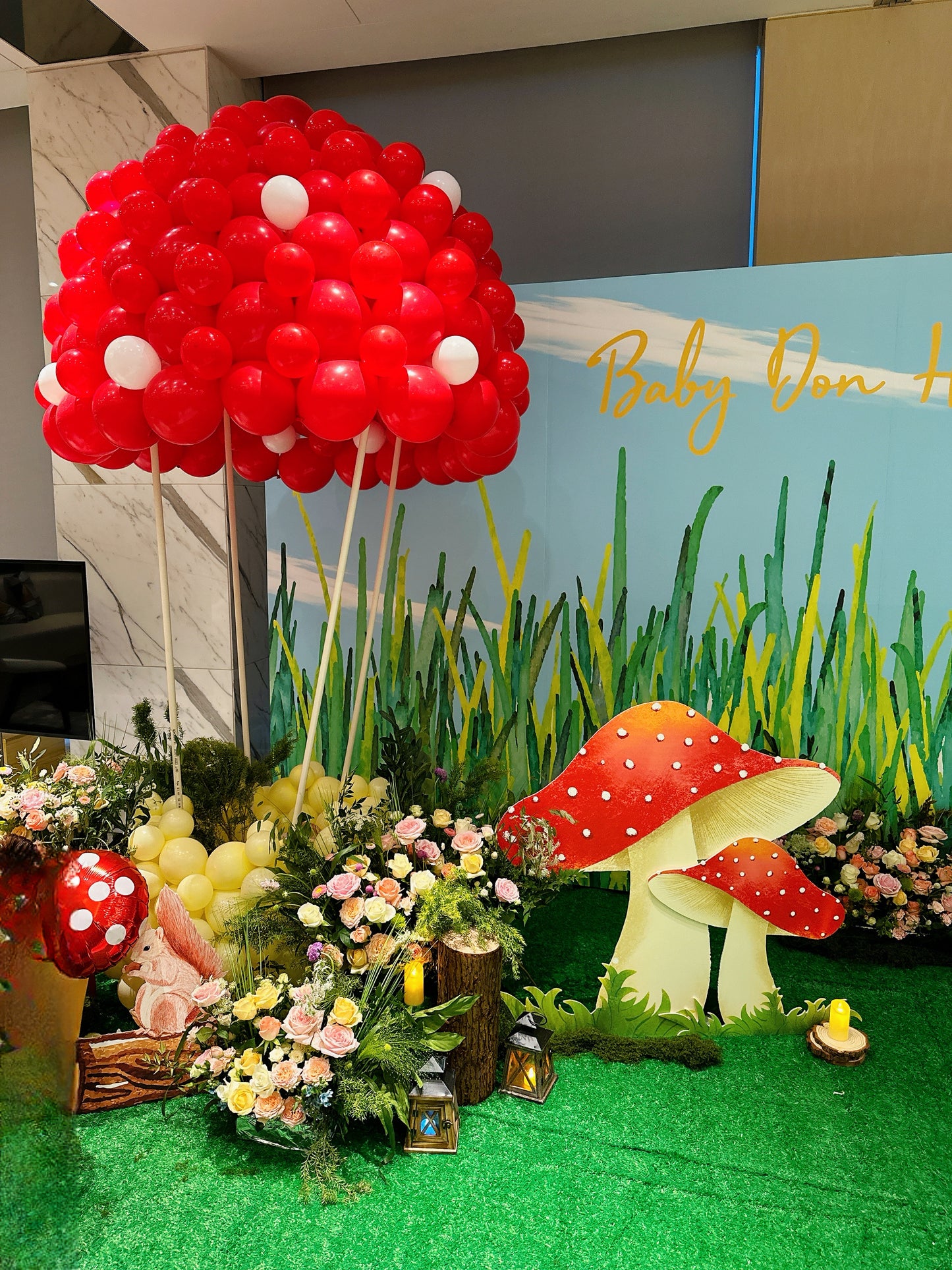 蘑菇森林主題鮮花氣球佈置Flower Balloon Decoration