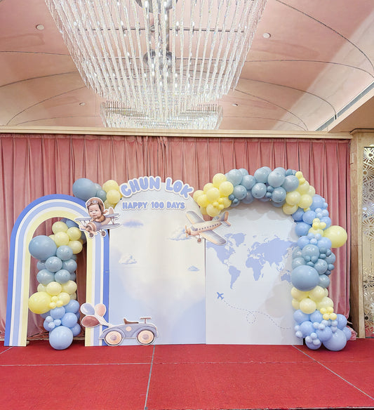 飛機百日宴佈置Airplane tmeme 100 Days Balloon Deco