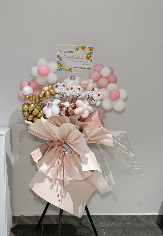 招財貓開張氣球花籃Opening Balloon Stand Set
