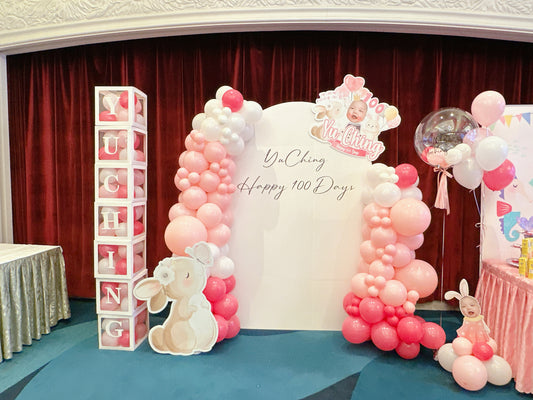 兔仔百日宴氣球佈置Rabbit theme 100Days balloon deco