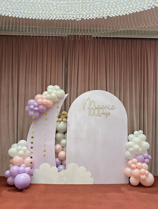 小熊美夢主題百日宴佈置Teddy Moon theme 100 Days Balloon Deco