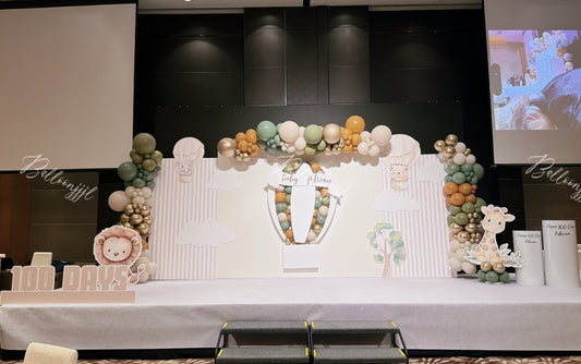 熱氣球森林主題氣球佈置Safari 100 Days Balloon Deco