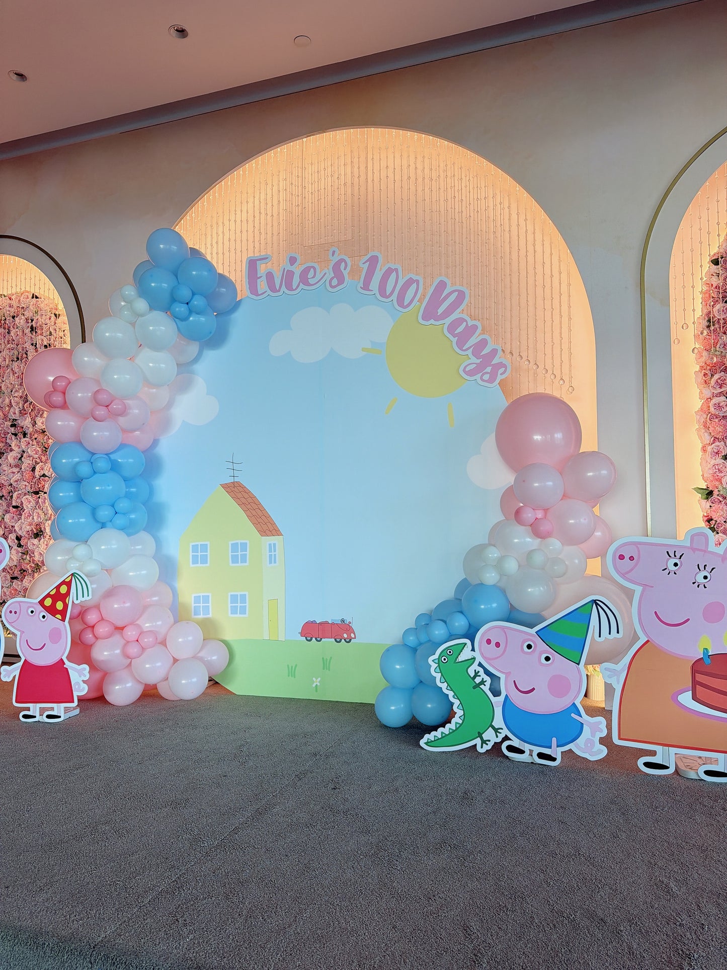 Peppa pig百日宴氣球佈置 Peppa Pig 100 Days Balloon Deco