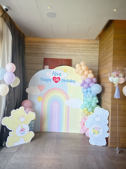 Carebear生日氣球佈置 Carebear Birthday Balloon Deco