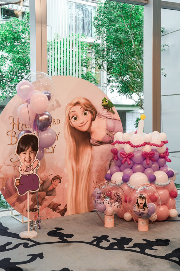 長髮公主生日氣球佈置Rapunzel Birthday Balloon Deco