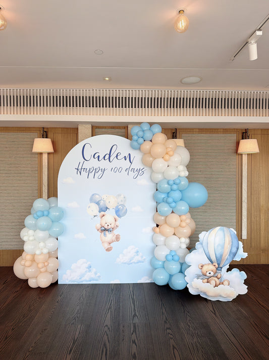 【熊仔主題】百日宴氣球佈置套裝Teddy 100 Days Balloon Deco