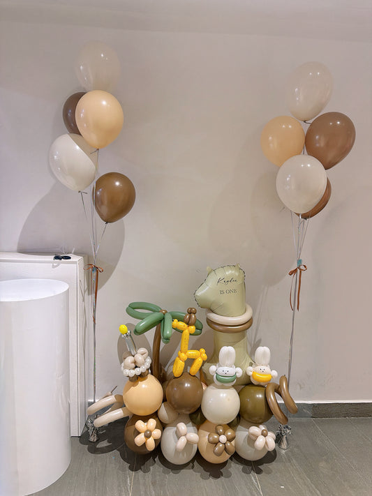 動物生日公仔氣球座 Safari Theme Birthday Balloon Set
