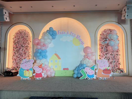 Peppa pig百日宴氣球佈置 Peppa Pig 100 Days Balloon Deco