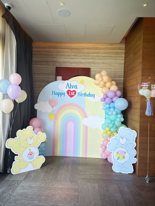 Carebear生日氣球佈置 Carebear Birthday Balloon Deco