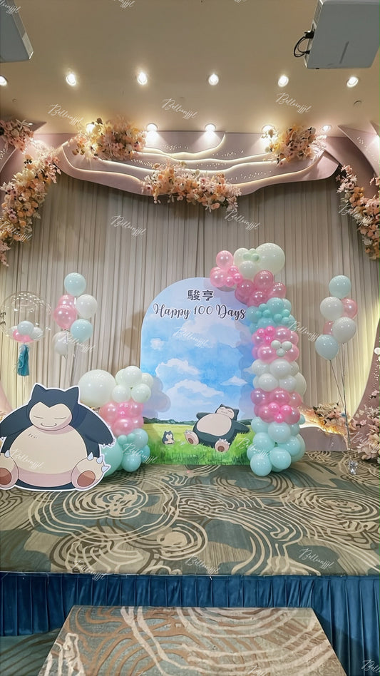卡比獸百日宴氣球佈置Jurassic Birthday Balloon Dec
