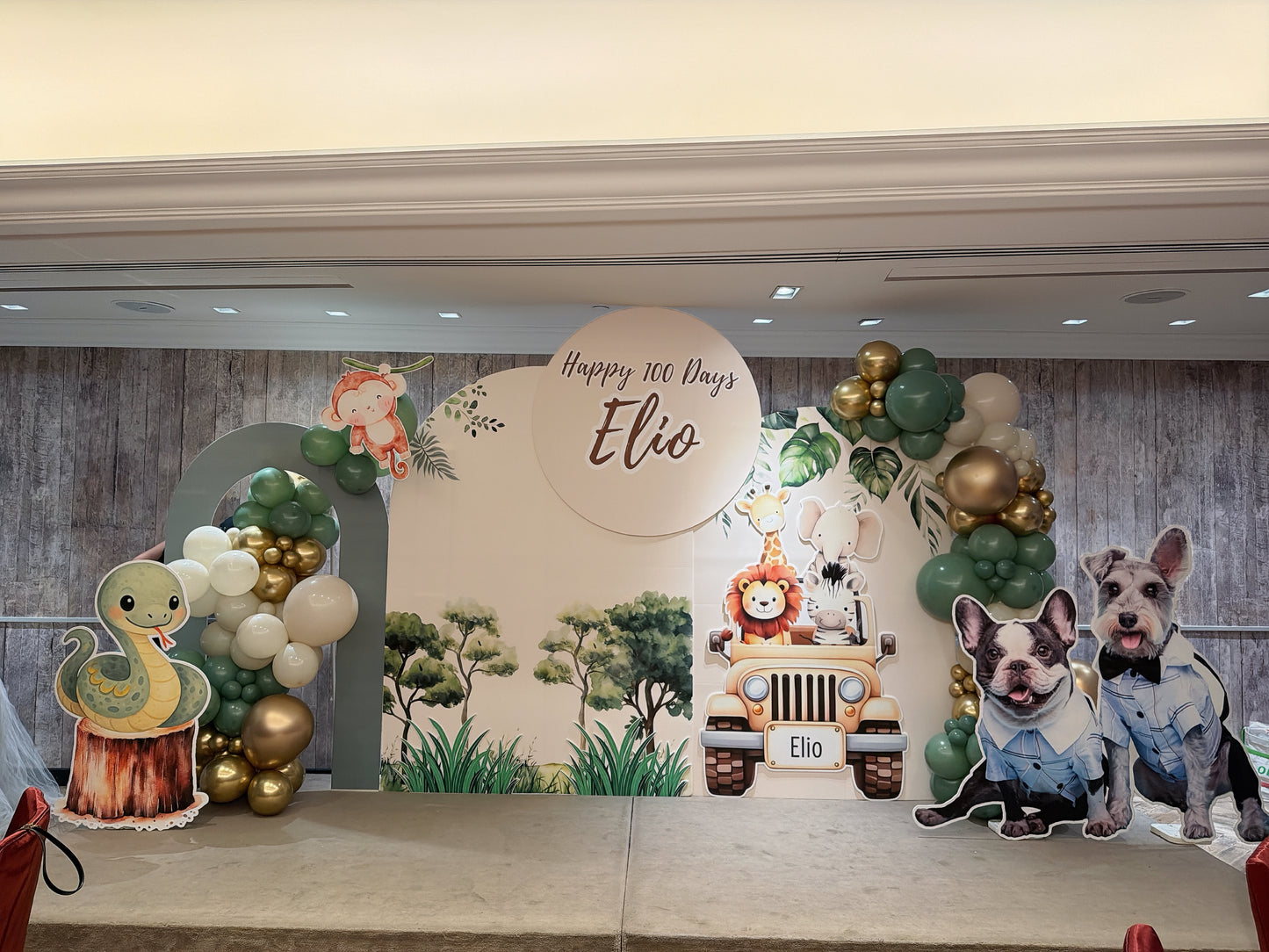 森林主題百日宴氣球佈置Safari 100 Days Balloon Deco