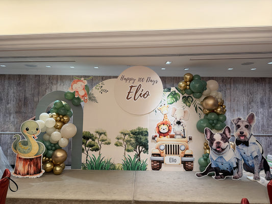 森林主題百日宴氣球佈置Safari 100 Days Balloon Deco