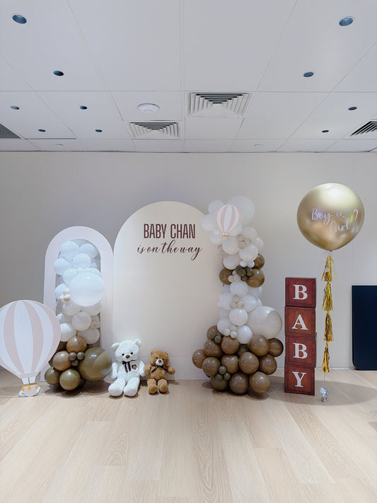 熱氣球熊仔性別揭曉氣球佈置Baby Gender Reveal Teddy Balloon Deco