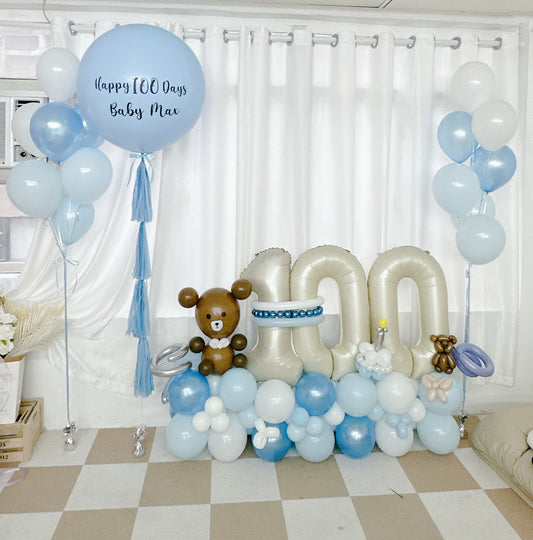 100日熊仔氣球座套裝 100 Days Bear Theme Balloon Set