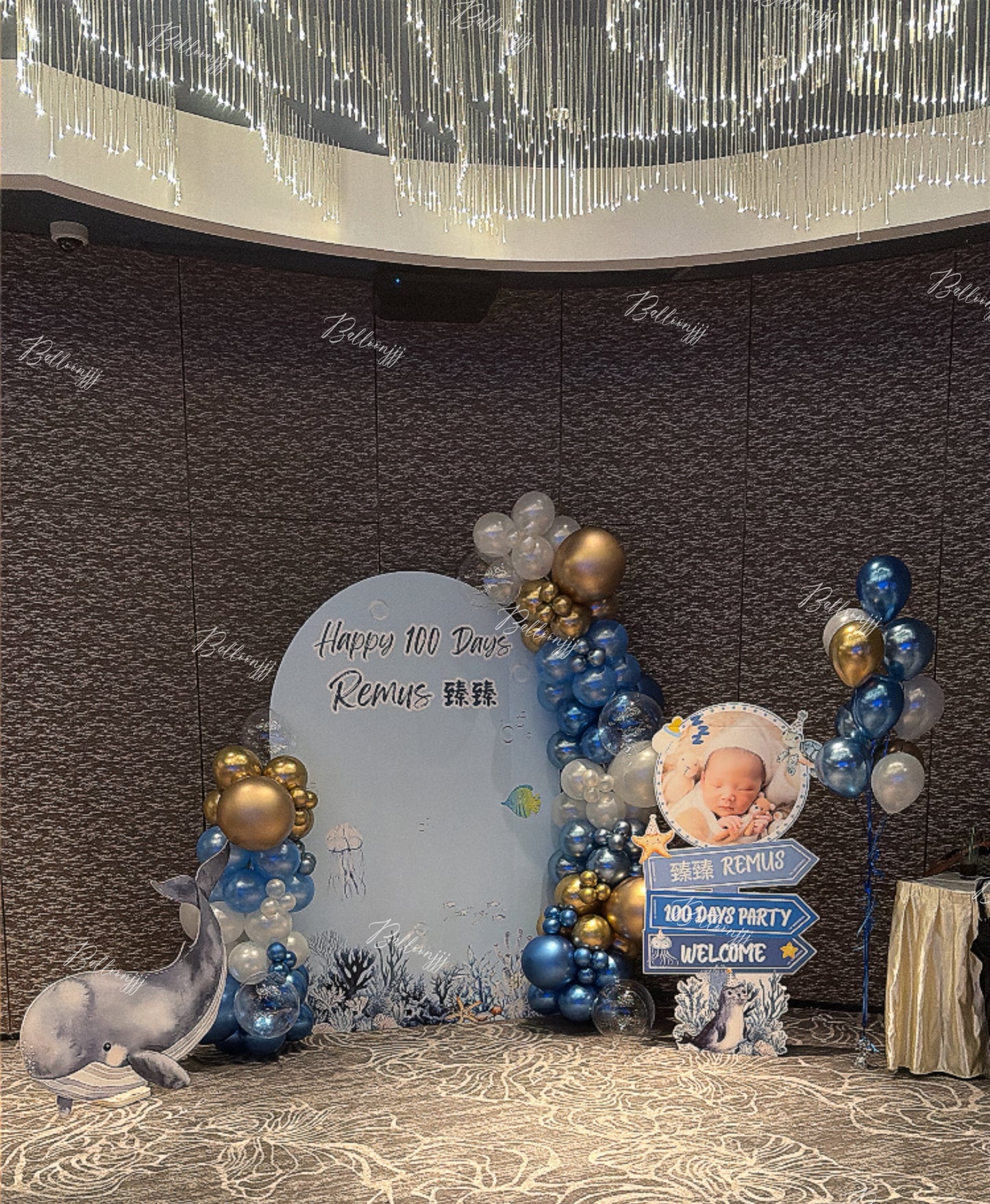 海洋主題百日宴氣球佈置Ocean 100Days Balloon Deco