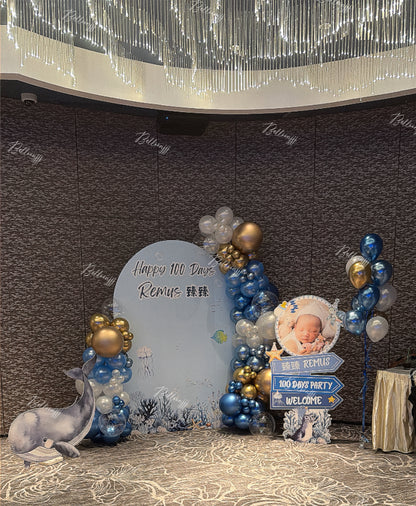 海洋主題百日宴氣球佈置Ocean 100Days Balloon Deco