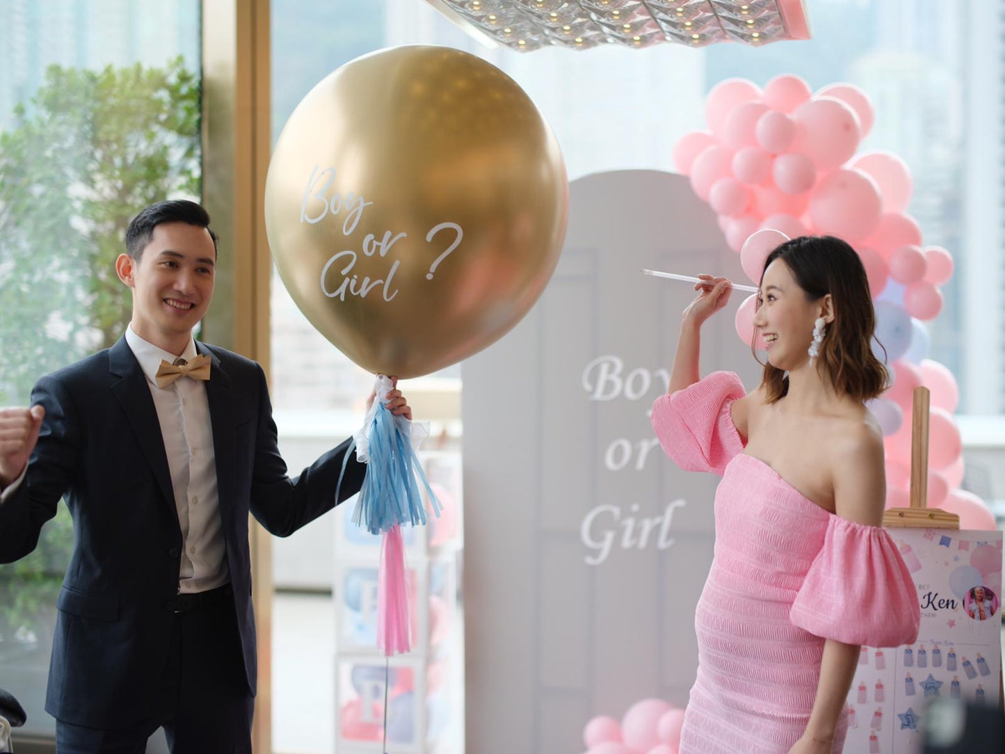 性別揭曉氣球佈置Baby Gender Reveal Deco