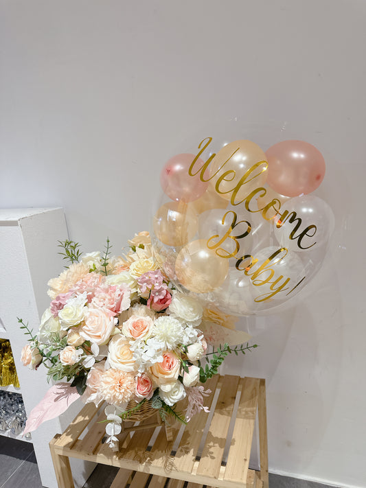 初生嬰兒BB車絲花籃Welcome Baby Silk Flower Basket