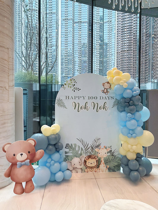 動物百日宴氣球佈置Safari theme 100 Days Balloon Deco