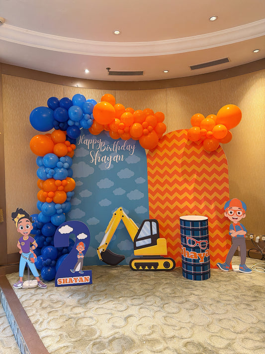 Blippi 生日佈置Blippi Birthday Balloon Deco